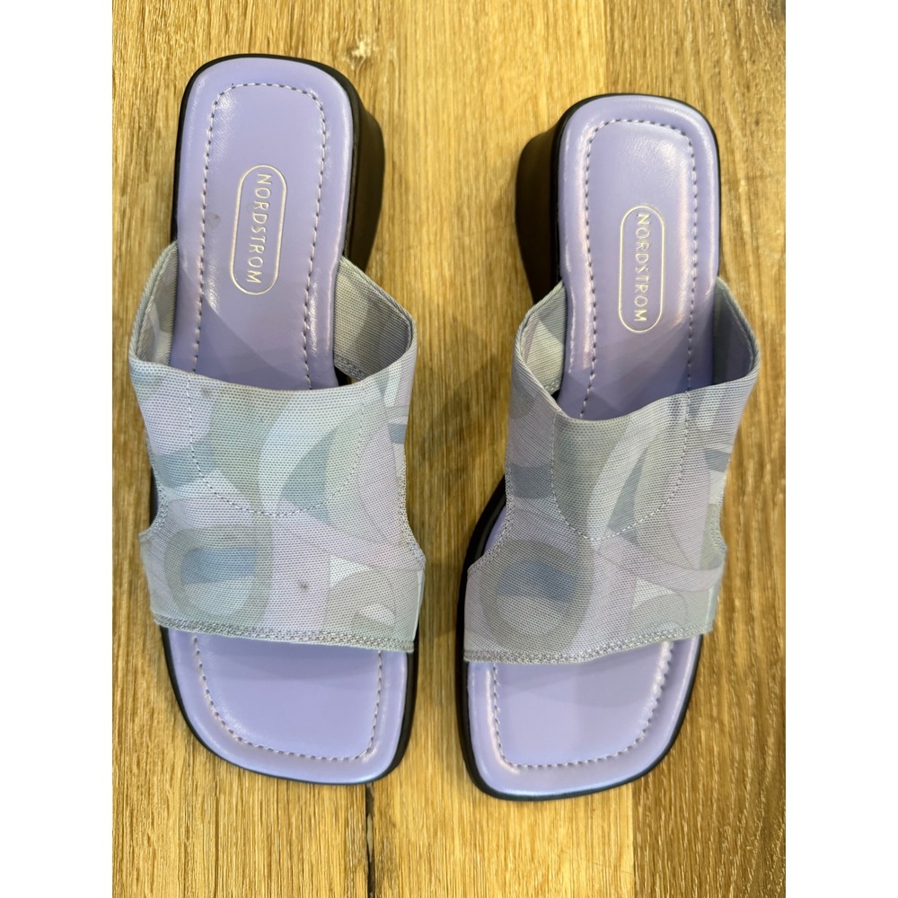 Nordstrom Cruz Slide Sandals Womens 3M Purple Mesh Square Toe Wedge Slip On